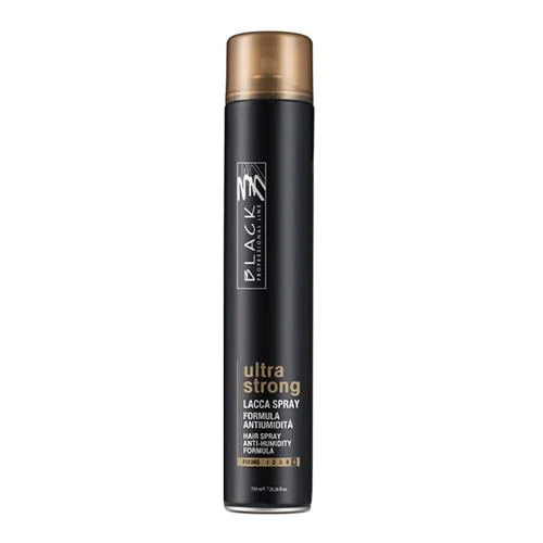 Black Ultra Strong Hair Spray Anti-Humidity Formula 750 ml