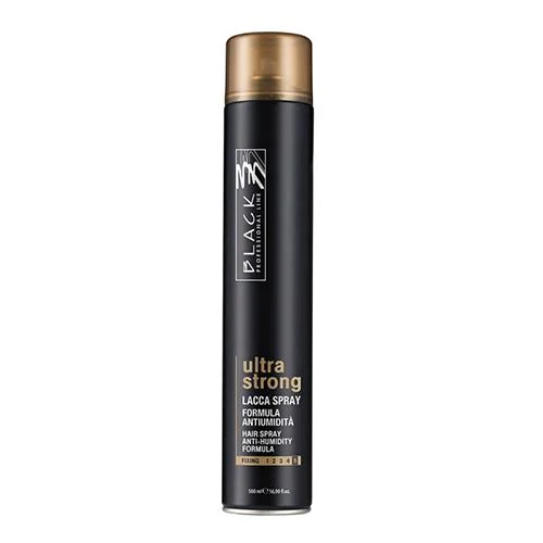 Black Ultra Strong Hair Spray Anti-Humidity Formula 500 ml