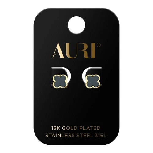 AURI Black Clover Stud Earrings
