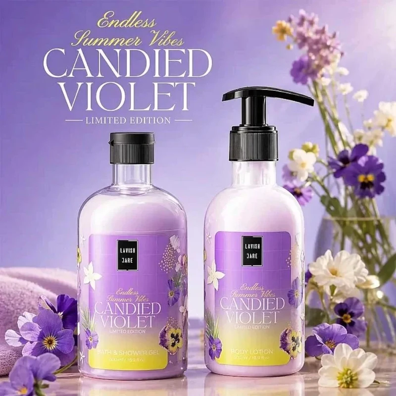 Lavish Care Candied Violet Bath & Shower Gel 500ml 2
