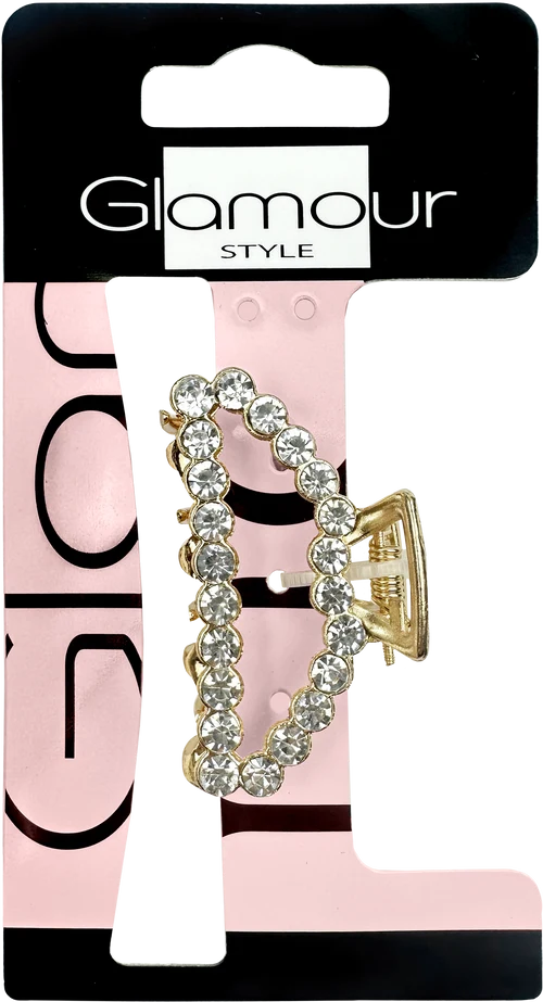Glamour Metal Hair Claw with Rhinestones Gold Color