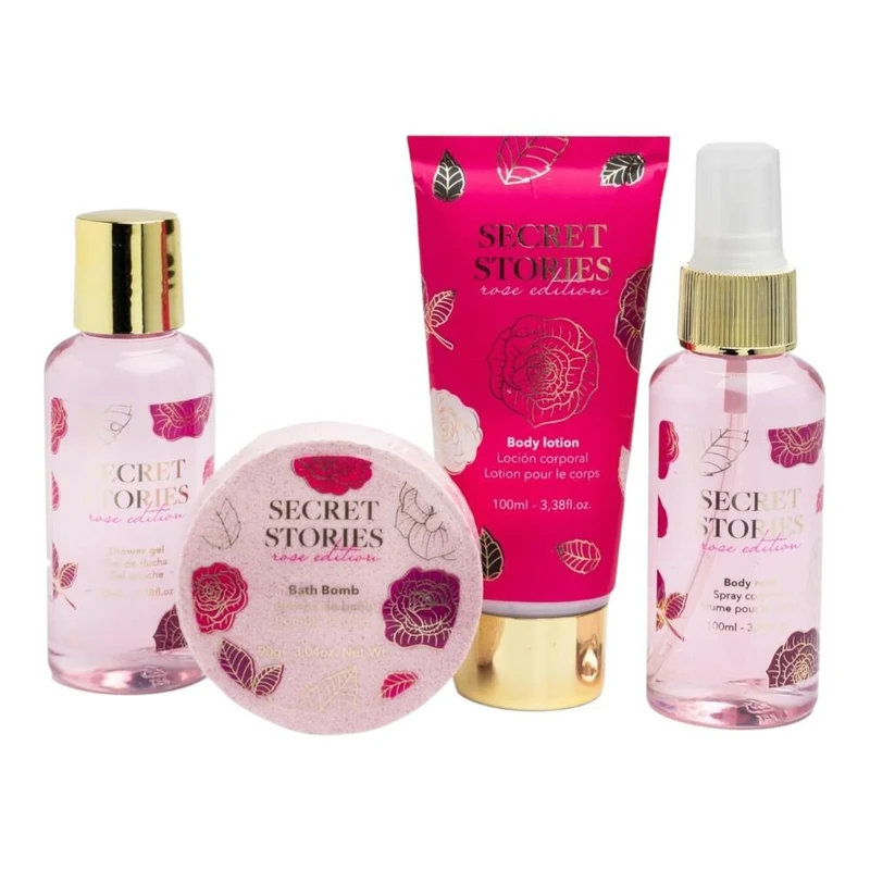IDC Institute Secret Stories Rose Edition Bath Gift Set 4 pcs. 3