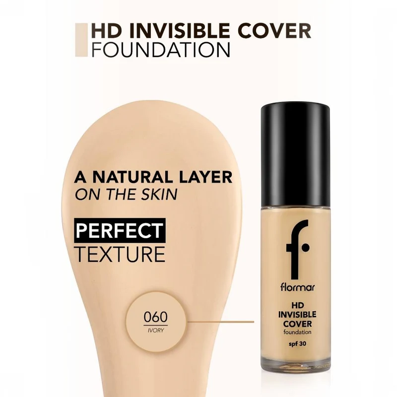 Flormar Invisible Cover HD Foundation New 60 Ivory 3