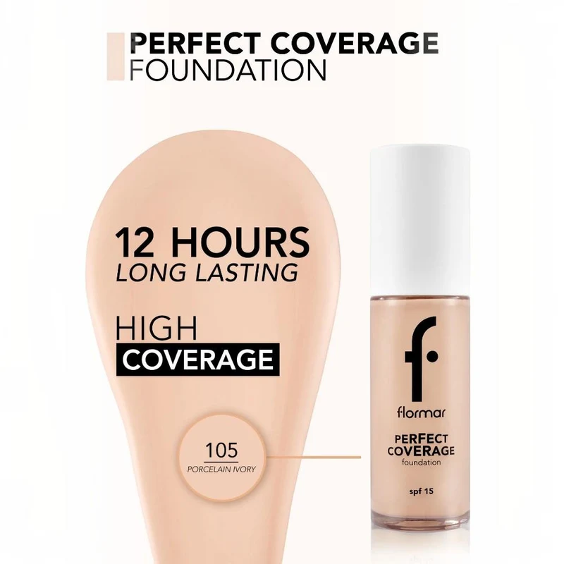 Flormar Perfect Coverage Foundation New 105 Procelain Ivory 3