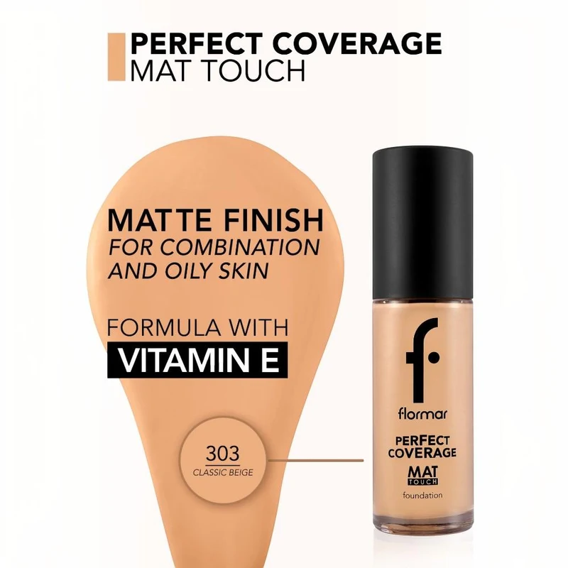 Flormar Mat Touch Foundation NEW 303 Classic Beige 3