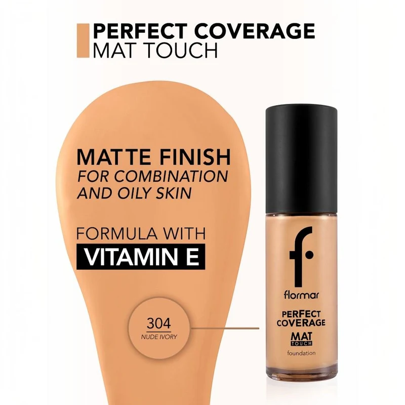 Flormar Mat Touch Foundation NEW 304 Nude Ivory 3