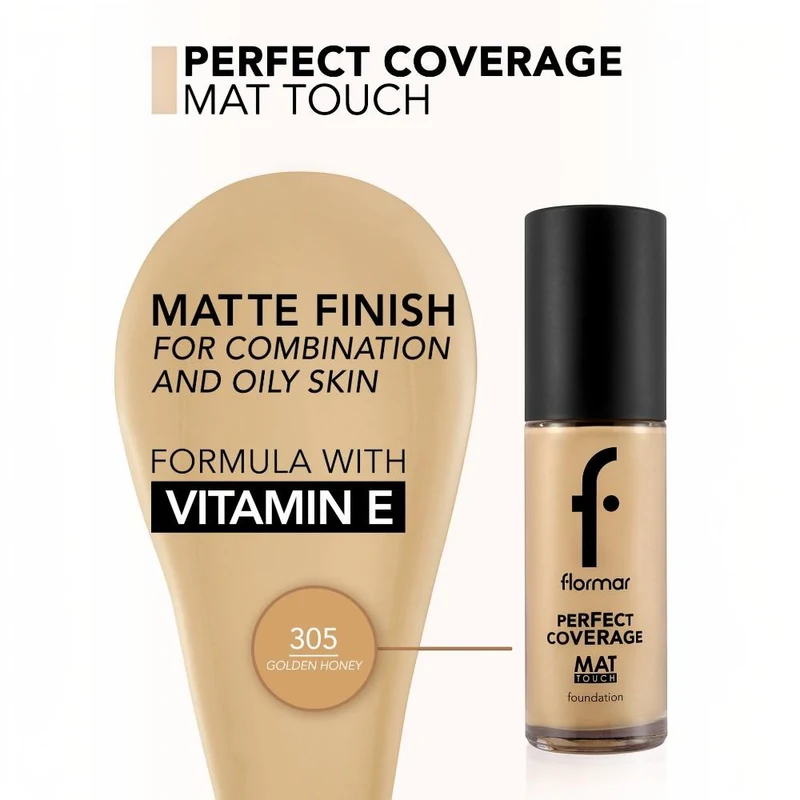 Flormar Mat Touch Foundation NEW 305 Golden Honey 3
