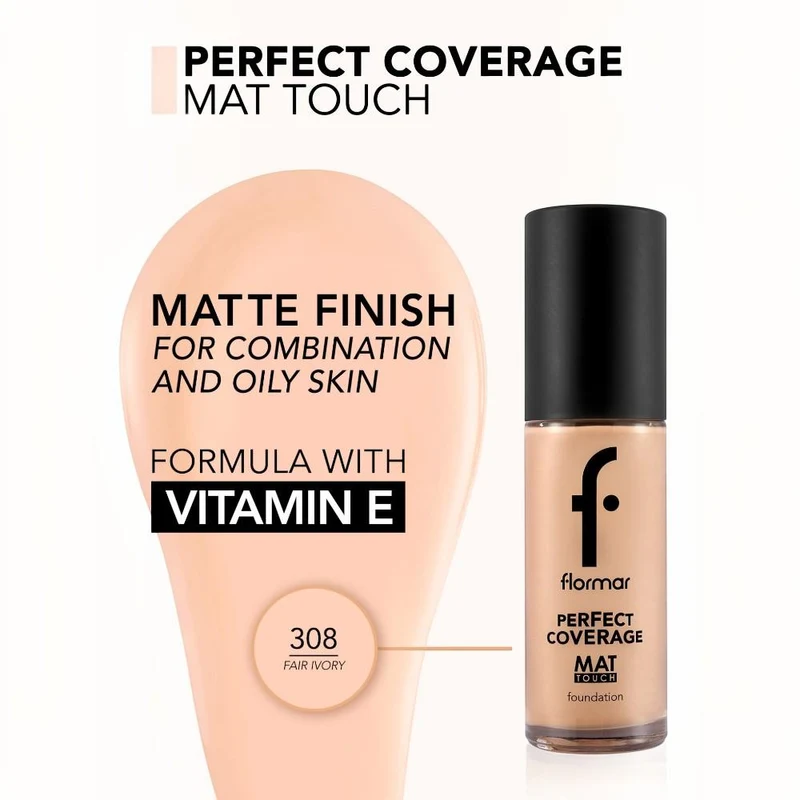 Flormar Mat Touch Foundation NEW 308 Fair Ivory 3