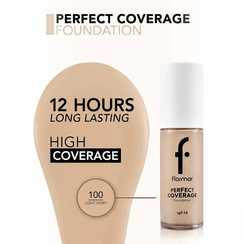Flormar Perfect Coverage Foundation New 100 Light Ivory 3
