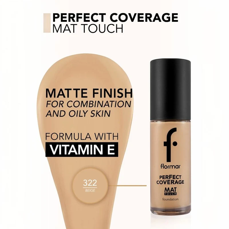 Flormar Mat Touch Foundation NEW 322 Beige 3