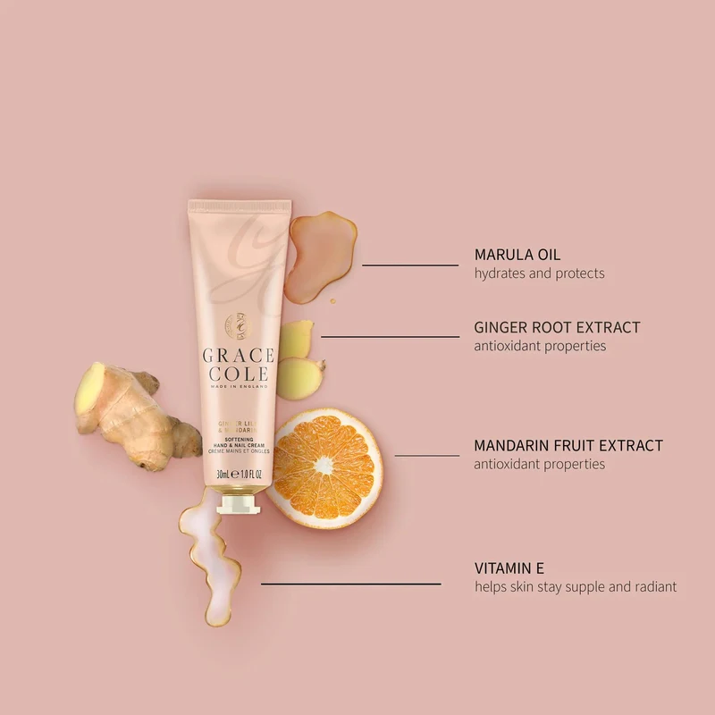 Grace Cole Ginger Lily & Mandarin Hand and Nail Cream 30ml 2