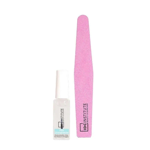 IDC Institute Nail Strengthener & File Set Transparent Nail Hardener & Pink Buffer